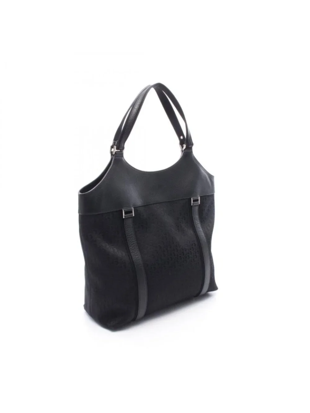 Dior Tote Street Chic Trotter Black Canvas Leather
